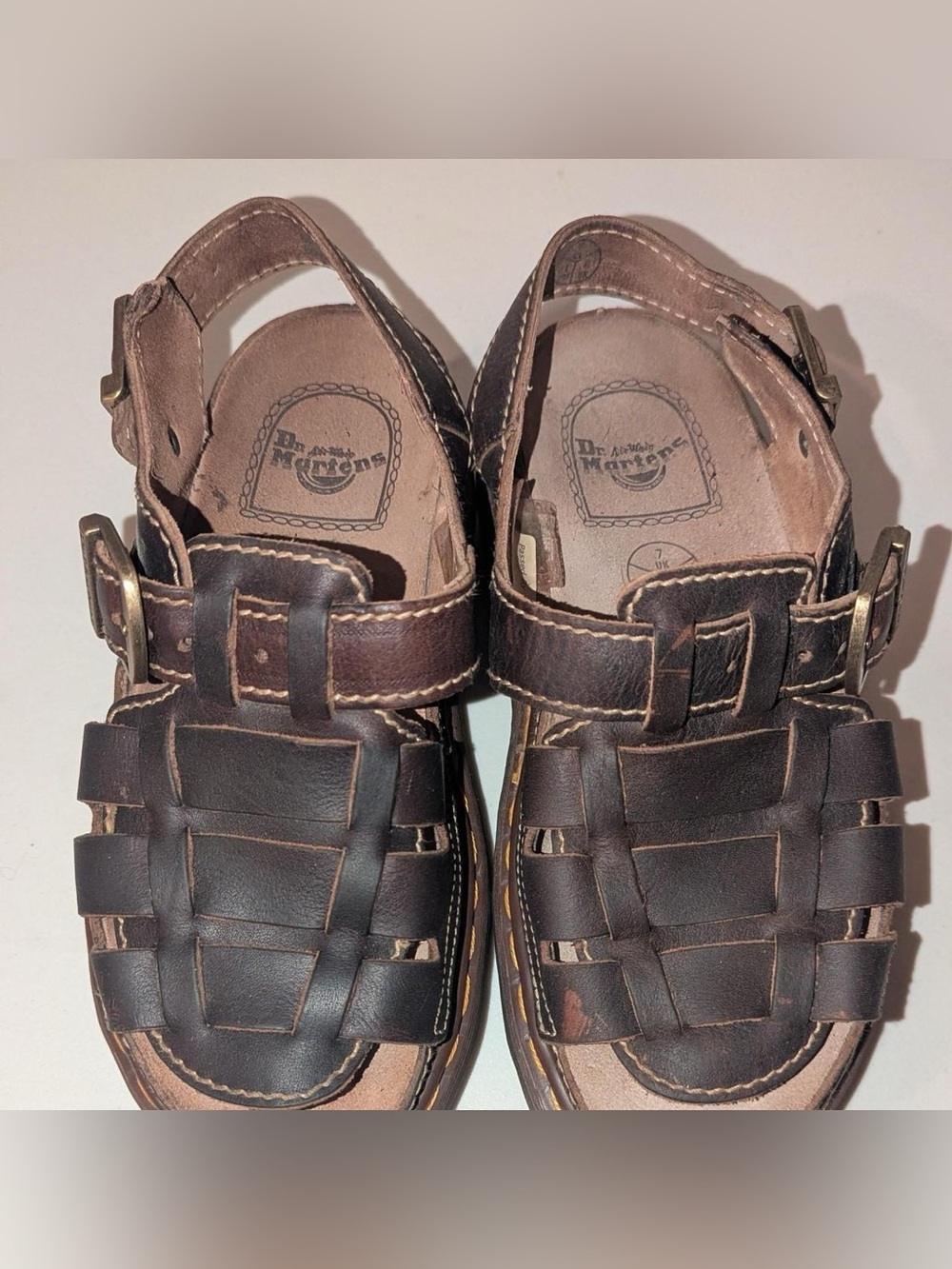 Dr. Martens Brown Leather Woven Fisherman Sandals